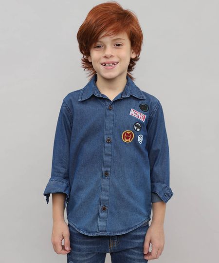 Camisa-Jeans-Infantil-com-Patch-Os-Vingadores-Manga-Longa-Azul-Medio-9528492-Azul_Medio_1 Camisa-Jeans-Infantil-com-Patch-Os-Vingadores-Manga-Longa-Azul-Medio-9528492-Azul_Medio_1