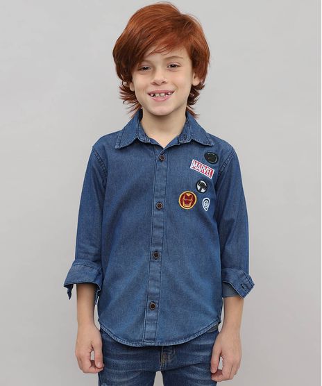 Camisa-Jeans-Infantil-com-Patch-Os-Vingadores-Manga-Longa-Azul-Medio-9528492-Azul_Medio_1