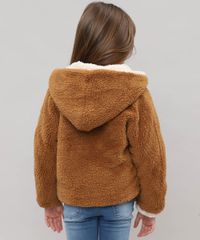 Casaco-Infantil-de-Pelo-com-Capuz-e-Bolsos-Marrom-9361089-Marrom_2