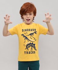 Camiseta-Infantil-com-Estampa-Dinossauro-Manga-Curta-Mostarda-9526223-Mostarda_1