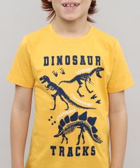 Camiseta-Infantil-com-Estampa-Dinossauro-Manga-Curta-Mostarda-9526223-Mostarda_4