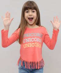 Blusa-Infantil-com-Franjas-e-Estampa--Unicorn--Manga-Longa-Coral-9442902-Coral_1