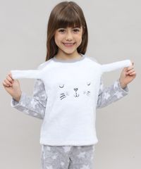 Pijama-de-Inverno-Infantil--Coelhinho--em-Fleece-Manga-Longa-Cinza-Claro-9364246-Cinza_Claro_3