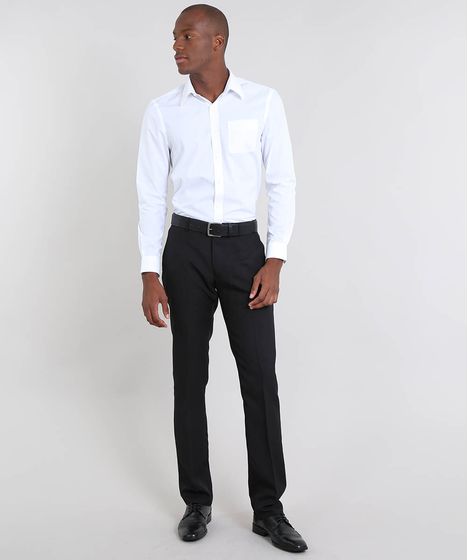 calça jeans preta masculina com camisa social