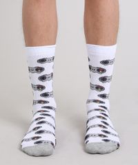 Meia-Masculina-Cano-Alto-Divertida-de-Video-Game-Branca-9477261-Branco_4