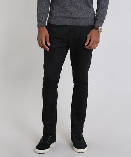 Calca-de-Sarja-Masculina-Jogger-com-Bolsos-Preta-9467795-Preto_1