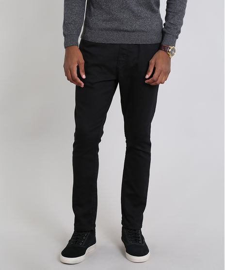 Calca-de-Sarja-Masculina-Jogger-com-Bolsos-Preta-9467795-Preto_1