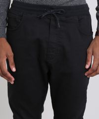 Calca-de-Sarja-Masculina-Jogger-com-Bolsos-Preta-9467795-Preto_2