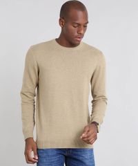 Sueter-Masculino-Comfort-Fit-em-Trico-Gola-Redonda-Kaki-9364114-Kaki_1