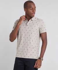 Polo-Masculina-em-Piquet-Estampada-Mini-Print-Manga-Curta-Kaki-9445557-Kaki_1