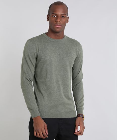 Sueter-Masculino-Comfort-Fit-em-Trico-Gola-Redonda-Verde-Militar-9364114-Verde_Militar_1