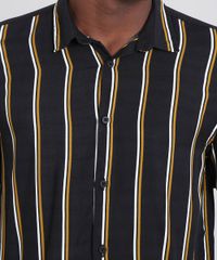 Camisa-Masculina-Relaxed-Listrada--Manga-Curta-Preta-9448227-Preto_4