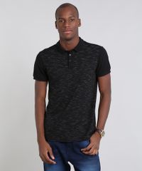 Polo-Masculina-Slim-Fit-em-Piquet-Flame-Manga-Curta-Preta-9444933-Preto_1