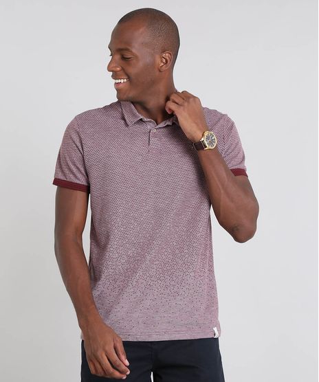Polo-Masculina-em-Piquet-Estampada-de-Poa-Manga-Curta-Vinho-9448580-Vinho_1