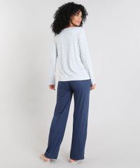 Pijama-Feminino-Estampado-de-Poa-com-Renda-Manga-Longa-Cinza-Mescla-9508007-Cinza_Mescla_2