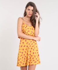 Vestido-Feminino-Curto-Evase-Estampado-Floral-com-Sobreposicao-Alca-Fina--Mostarda-9519649-Mostarda_1