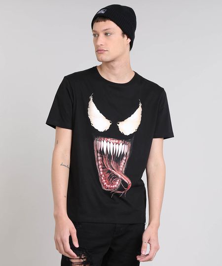 Camiseta Masculina Os Vingadores Venom Curta Decote Redondo Preta Menor preço em Camiseta Masculina Os Vingadores Venom Curta Decote Redondo Preta