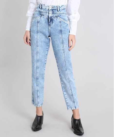 calça jeans feminina cintura alta larga