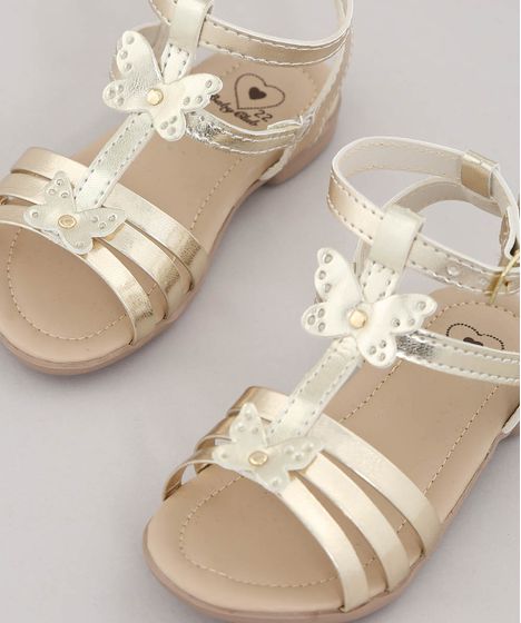 sandalia dourada infantil