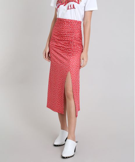 Saia-Midi-Feminina-Mindset-Floral-Franzida-com-Fenda--Vermelha-9592874-Vermelho_1