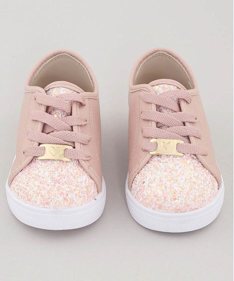 tenis rose com brilho