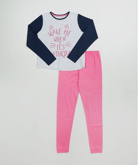 Pijama-Infantil--Wake-me-when-----Manga-Longa-Cinza-Mescla-9526228-Cinza_Mescla_1