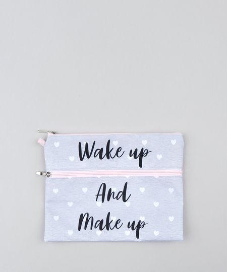 Necessaire-Estampada-de-Coracoes--Wake-up-make-up--Cinza-Mescla-9518452-Cinza_Mescla_1