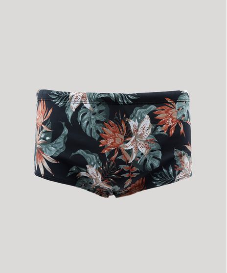 Sunga-Masculina-Estampada-Tropical-Protecao-UV-50-Preta-9456397-Preto_1