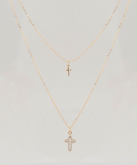 Colar-Feminino-Duplo-com-Cruzes-Dourado-9437659-Dourado_1