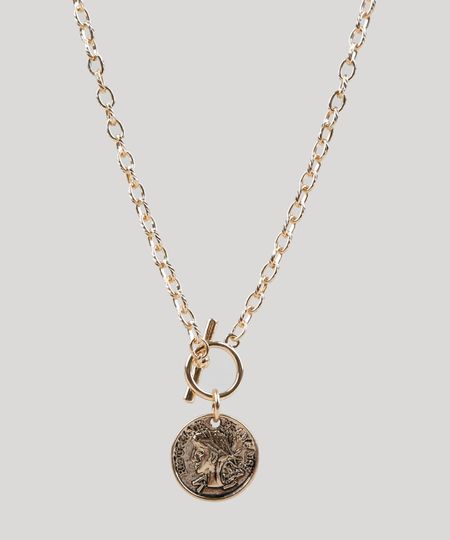 Colar-Feminino-Longo-com-Pingente-de-Medalha-Dourado-9427639-Dourado_1