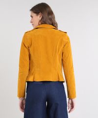 Jaqueta-Feminina-Biker-em-Suede-com-Bolsos-Mostarda-9356335-Mostarda_2