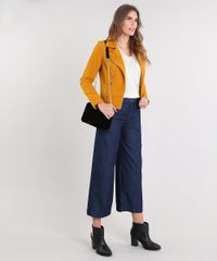 Jaqueta-Feminina-Biker-em-Suede-com-Bolsos-Mostarda-9356335-Mostarda_3