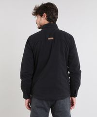 Jaqueta-de-Sarja-Masculina-Acolchoada-com-Bolsos-Preta-9381644-Preto_2