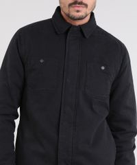 Jaqueta-de-Sarja-Masculina-Acolchoada-com-Bolsos-Preta-9381644-Preto_4