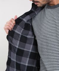 Jaqueta-de-Sarja-Masculina-Acolchoada-com-Bolsos-Preta-9381644-Preto_5
