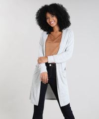 Capa-Feminina-Longa-em-Trico-com-Bolsos-Cinza-Mescla-Claro-9343627-Cinza_Mescla_Claro_1