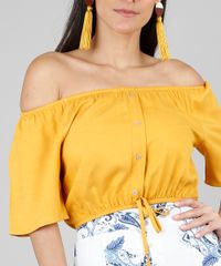 Blusa-Feminina-Cropped-Ombro-a-Ombro-com-Tassel-Amarela-9506565-Amarelo_4