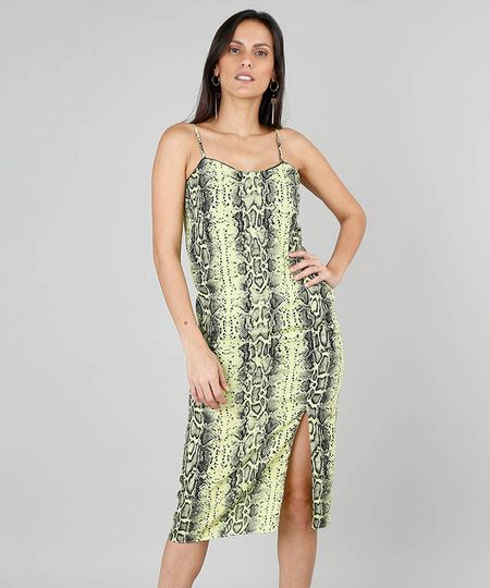 Vestido-Feminino-Midi-Estampado-Animal-Print-com-Fenda-Verde-Neon-9558702-Verde_Neon_1