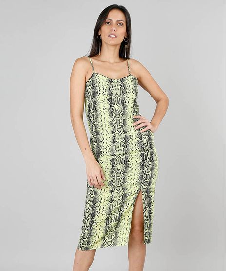 Vestido-Feminino-Midi-Estampado-Animal-Print-com-Fenda-Verde-Neon-9558702-Verde_Neon_1