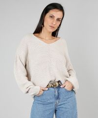 Sueter-Feminino-em-Trico-Decote-V-Kaki-9426714-Kaki_1