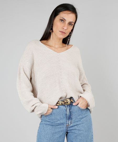 Sueter-Feminino-em-Trico-Decote-V-Kaki-9426714-Kaki_1 Sueter-Feminino-em-Trico-Decote-V-Kaki-9426714-Kaki_1