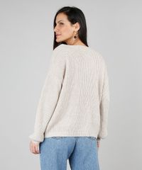 Sueter-Feminino-em-Trico-Decote-V-Kaki-9426714-Kaki_2