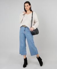 Sueter-Feminino-em-Trico-Decote-V-Kaki-9426714-Kaki_3