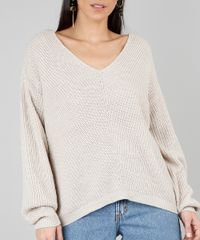 Sueter-Feminino-em-Trico-Decote-V-Kaki-9426714-Kaki_4
