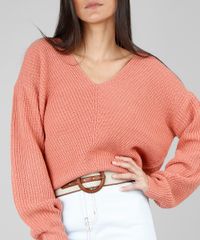 Sueter-Feminino-em-Trico-Decote-V-Coral-9426714-Coral_4