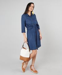 Vestido-Chemise-Feminino-com-Bolsos-Manga-7-8-Azul-Marinho-9549040-Azul_Marinho_3