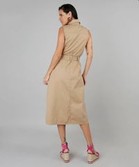 Vestido-Feminino-Midi-em-Sarja-Sem-Manga-Kaki-9549037-Kaki_2