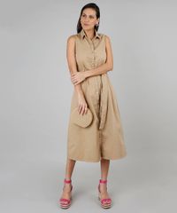 Vestido-Feminino-Midi-em-Sarja-Sem-Manga-Kaki-9549037-Kaki_3
