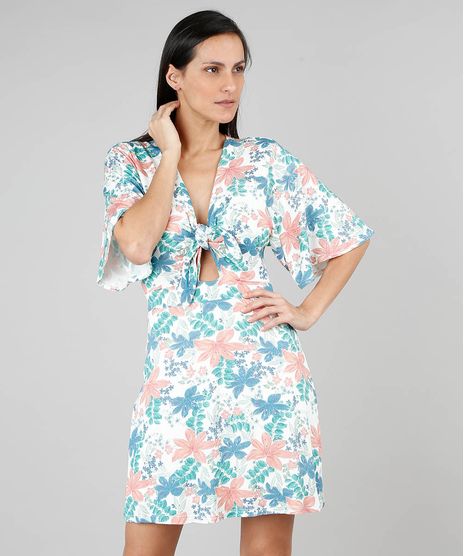 Vestido-Feminino-Estampado-Floral-com-No-Manga-Curta-Off-White-9505222-Off_White_1