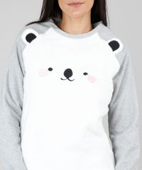 Pijama-de-Inverno-Feminino-em-Fleece-Urso-Polar-Manga-Longa-Cinza-9370777-Cinza_3